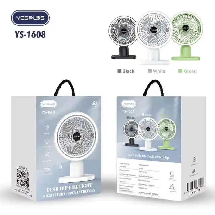 YesPlus YS-1608 Desktop Fan with Light Assorted Green Colours